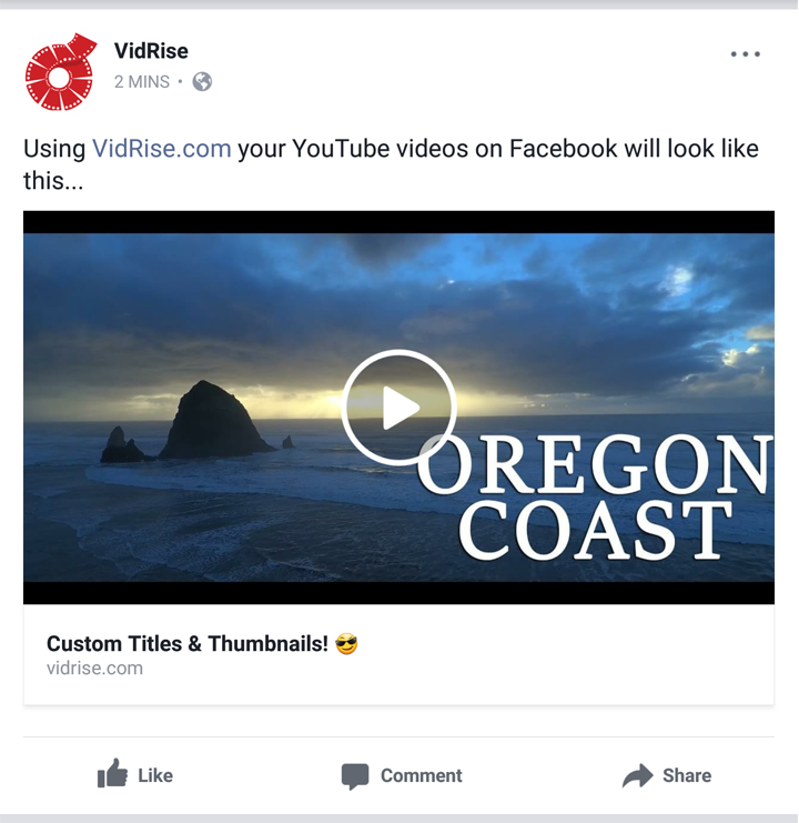 Vidrise Brandable Link Thumbnail For Youtube Fb Twitter